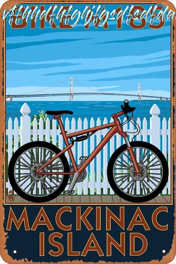 Mountain Biking Michigan - Tin Sign Vintage Mackinac Island,Michigan,Mountain Bike